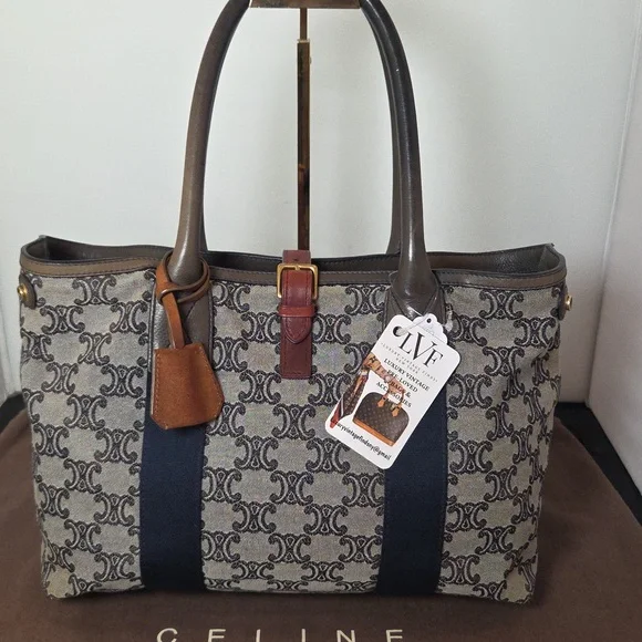 Celine 1980's Vintage Ultra Rare Collectors Piece Canvas/Leather expandable tote - Picture 1 of 17
